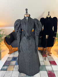 Victorian Silk Dress with Velvet Coat, ca. 1895 - Authentic American Antique Fashion