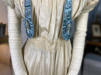 Chantilly & Sky Blue Satin Evening Dress, ca. 1914