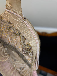 Antique Edwardian Evening Dress ca. 1908 – Painted Silk Panels & Crochet Lace Couture