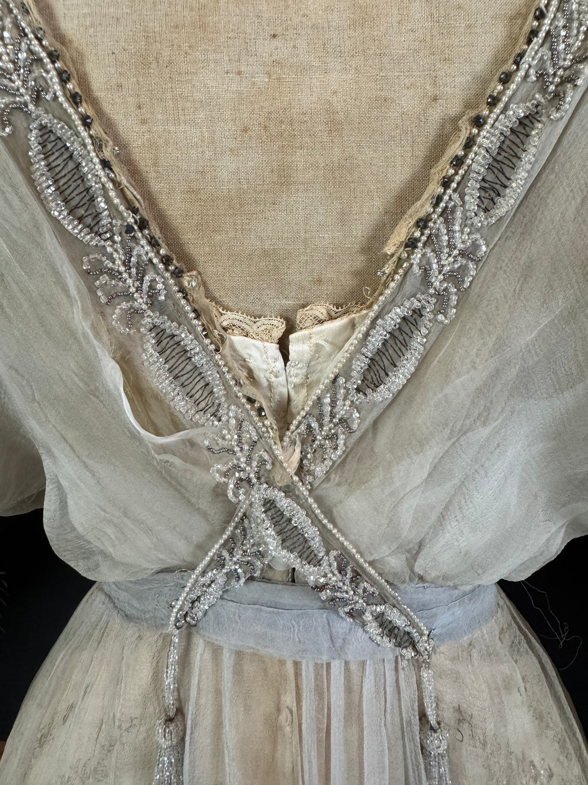 Antique GUSTAVE BEER Evening Dress – Silk Chiffon & Velvet, Paris Couture ca. 1912