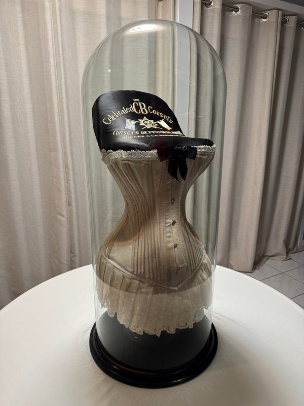 Extremely Rare CB Corset Display, ca. 1880 – Original Victorian Corset Under Glass Dome