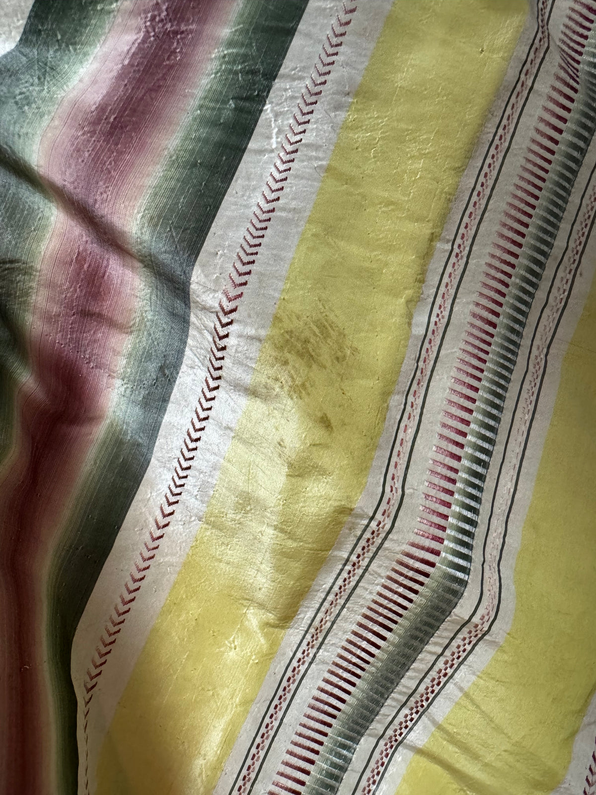 A Yellow, Green and Pink Striped Silk Taffeta Robe à l’Anglaise, ca. 1770