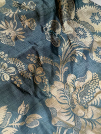 Robe à la Française in blue and cream silk damask – Authentic Eighteenth‑Century Gown, ca. 1770