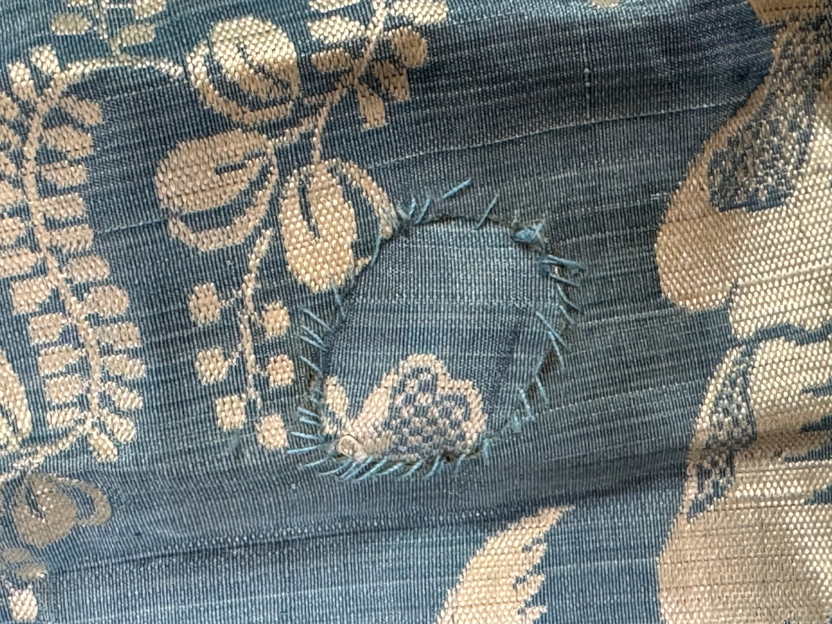 Robe à la Française in blue and cream silk damask – Authentic Eighteenth‑Century Gown, ca. 1770