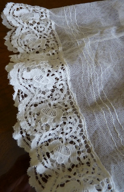 Christening Gown with Original Photo, England, ca. 1923 – Net Tulle & Lace, Silk Slip