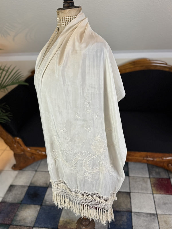 Chinese Silk Shawl, dragon motif, ca. 1907