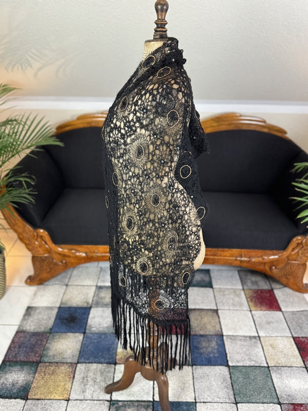 Crocheted Wool Shawl, ca. 1915
