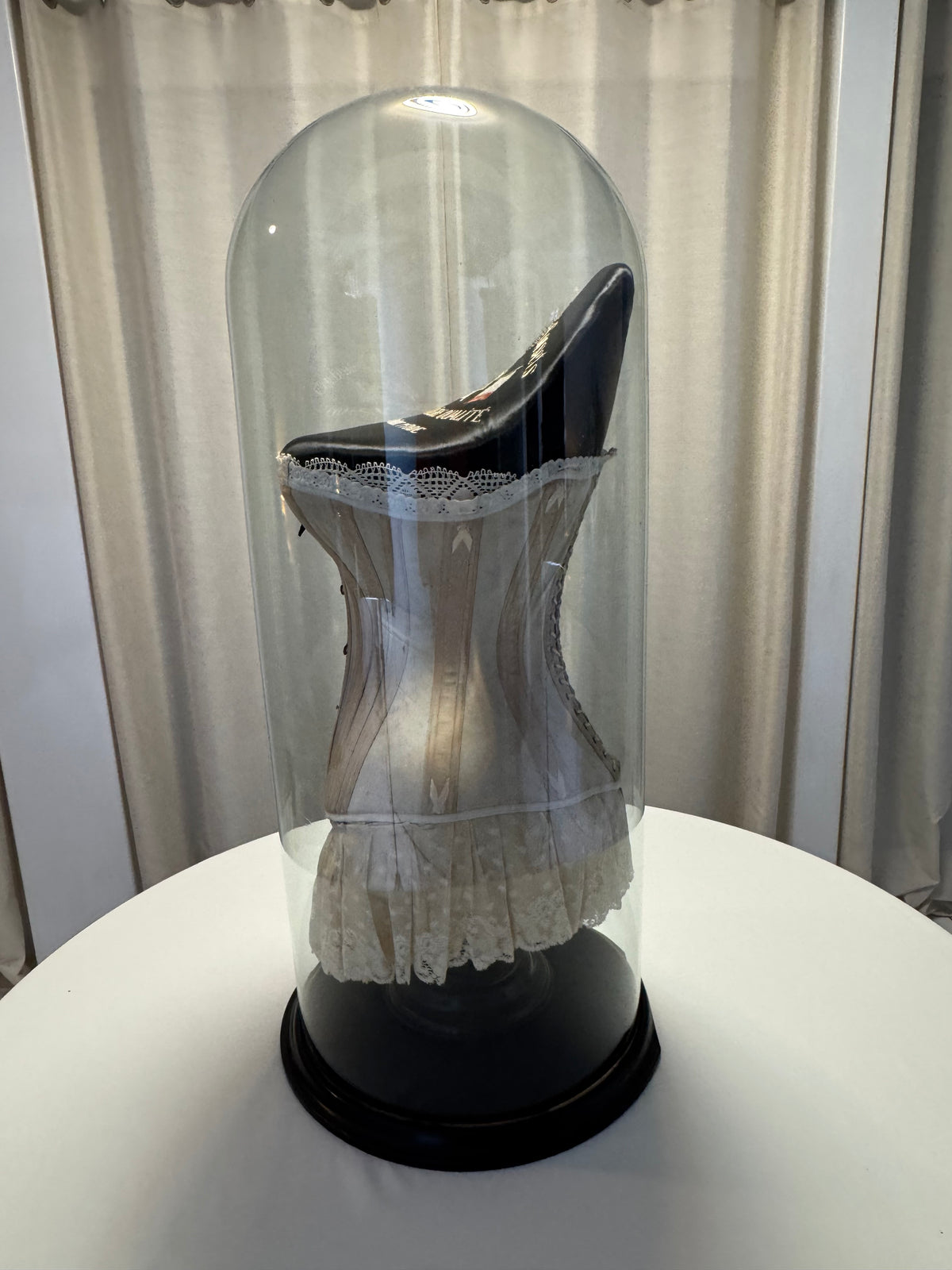 Extremely Rare CB Corset Display, ca. 1880 – Original Victorian Corset Under Glass Dome