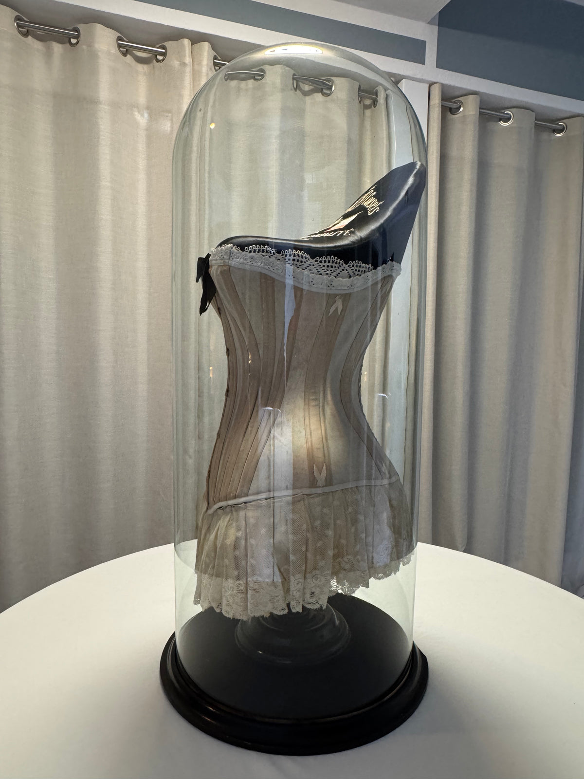 Extremely Rare CB Corset Display, ca. 1880 – Original Victorian Corset Under Glass Dome