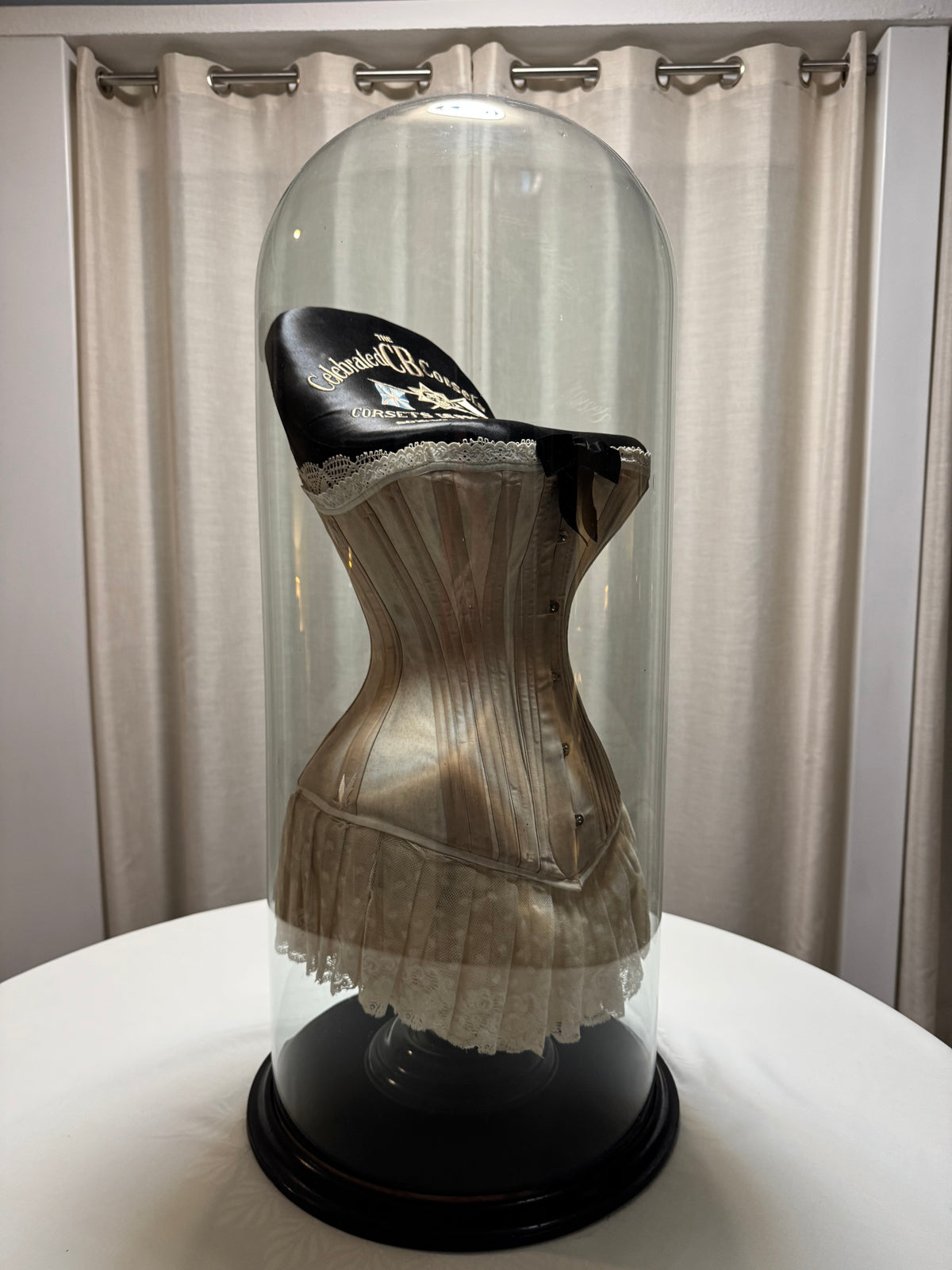 Extremely Rare CB Corset Display, ca. 1880 – Original Victorian Corset Under Glass Dome