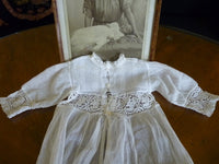 Christening Gown with Original Photo, England, ca. 1923 – Net Tulle & Lace, Silk Slip