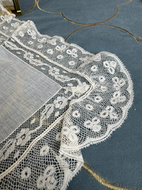 ROYAL Lace Handkerchief with Wedding Monogram MIR, from the estate of Duchess Maria Immakulata of Württemberg, born Archduchess of Austria, 1900