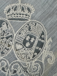 ROYAL Lace Handkerchief with a double coat of arms under a crown: Austria-Tuscany and Bourbon-Sicily, ca. 1861