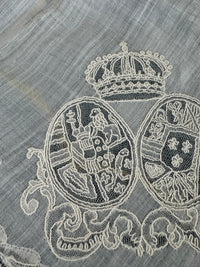 ROYAL Lace Handkerchief with a double coat of arms under a crown: Austria-Tuscany and Bourbon-Sicily, ca. 1861