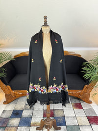 Wool Scarf with Embroidered Floral Motifs, ca. 1900