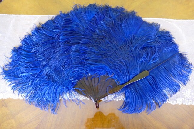 Blue Ostrich Feather Fan, 1910s