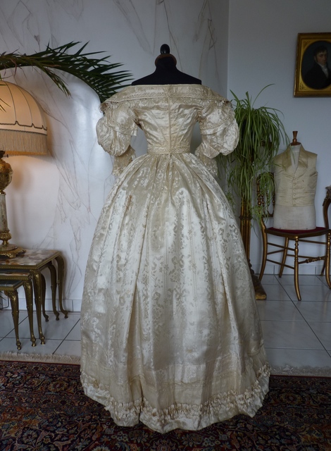 Romantic Period Wedding Gown, Vest and Slippers, ca. 1835 - www.antique ...